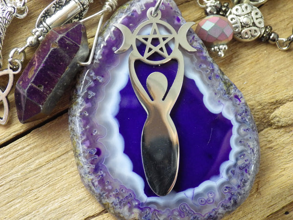Dark Goddess Morrigan Gemstone Bag Charm Keyring OOAK