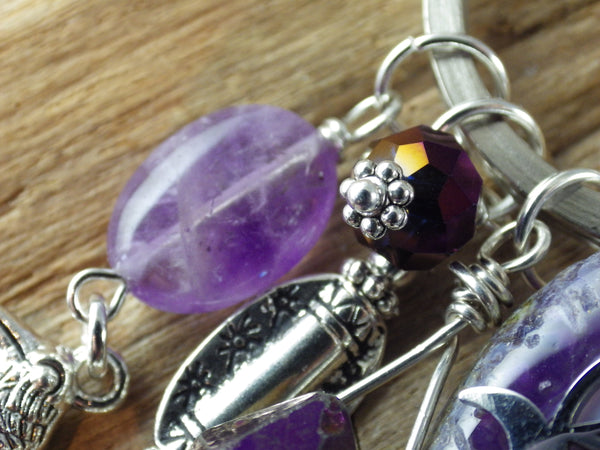 Dark Goddess Morrigan Gemstone Bag Charm Keyring OOAK