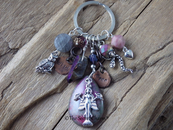 Goddess Lilith Inanna Gemstone Bag Charm Keyring OOAK
