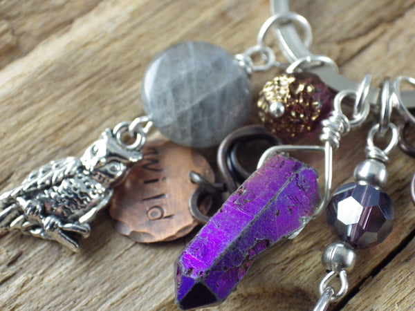 Goddess Lilith Inanna Gemstone Bag Charm Keyring OOAK