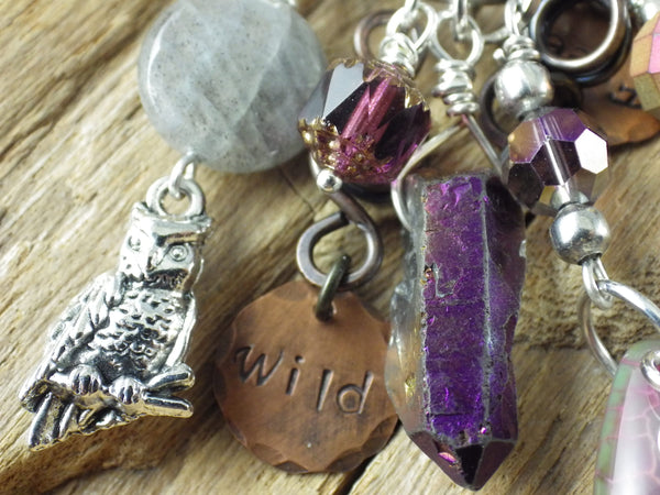 Goddess Lilith Inanna Gemstone Bag Charm Keyring OOAK