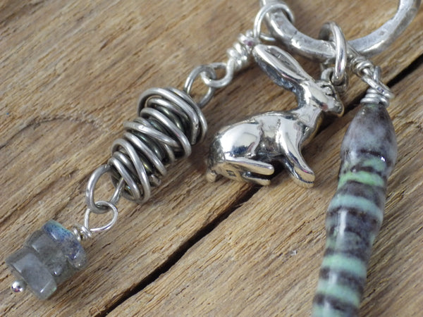 Moon Gazing Hare Sterling Silver Pagan Prayer Beads OOAK