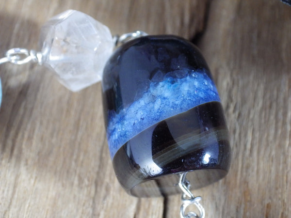 Sterling Silver & Sapphire Pagan Prayer Beads, Moon Gazing Hare OOAK