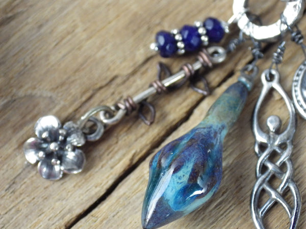Goddess Freya Sterling Silver & Sapphire Prayer Beads OOAK