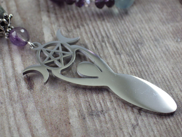 Goddess Morrigan Car Rear View Mirror Charm Amulet OOAK