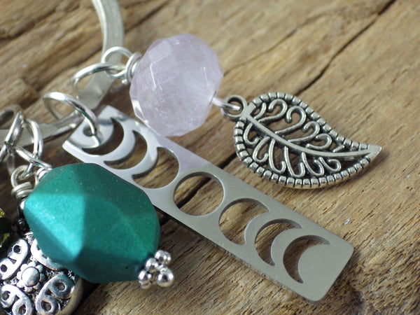 Hedgewitch Keyring, Green Witch Keychain, Bag Charm OOAK