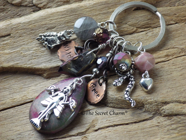 Goddess Lilith Inanna Gemstone Bag Charm Keyring OOAK