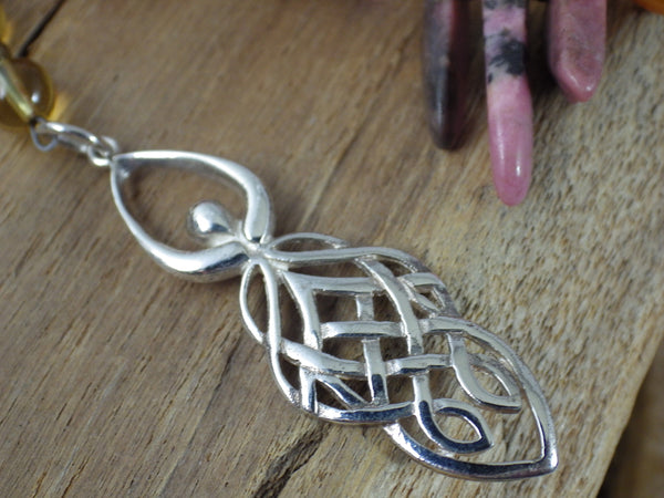 Goddess Brighid Celtic Paidirean Sterling Silver Prayer Beads Necklace OOAK