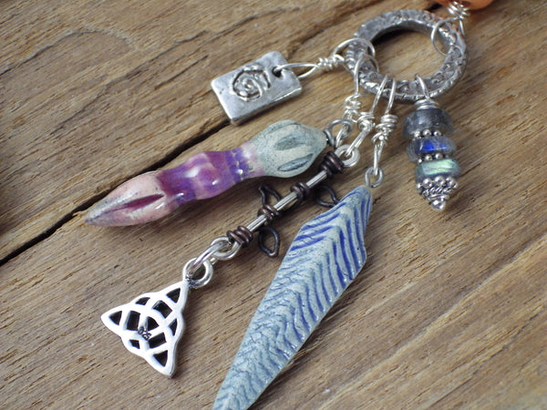 Owl Goddess Minerva Athena, Sterling Silver Pagan Prayer Beads OOAK