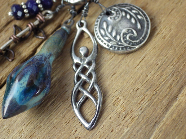 Goddess Freya Sterling Silver & Sapphire Prayer Beads OOAK