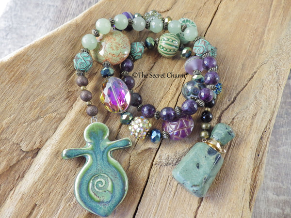 Goddess Arianrhod Pagan Prayer Beads OOAK