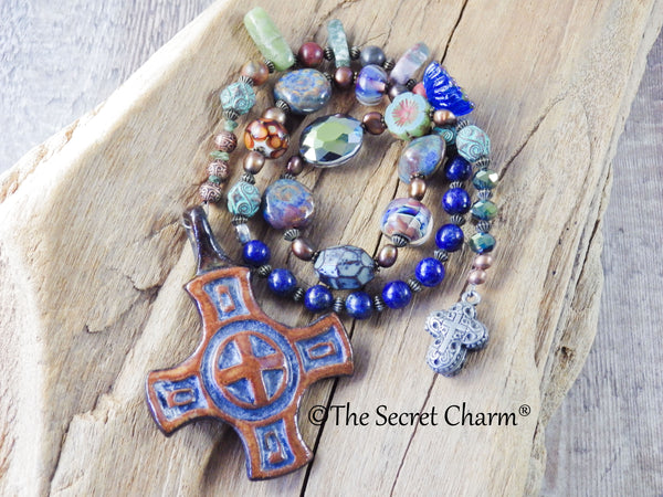 Celtic Cross & Prayer Box Cerridwen Prayer Beads OOAK