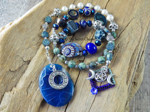 Triple Moon Goddess Wiccan Prayer Beads OOAK