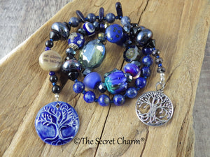 Sterling Silver & Sapphire Pagan Prayer Beads 'As Above, So Below' OOAK
