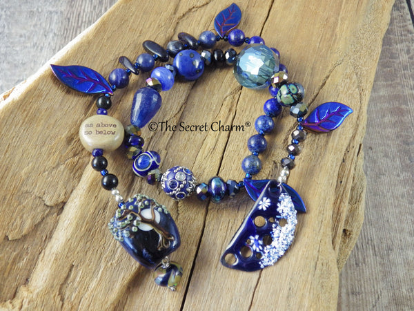 As Above So Below, Sapphire & Sterling Silver Winter Solstice Prayer Beads OOAK