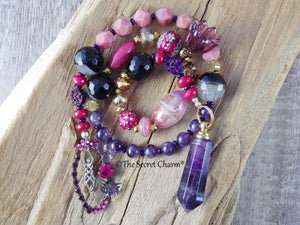 Goddess Lilith Sterling Silver & Ruby Prayer Beads OOAK