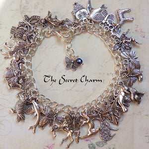 Animal Spirits Wiccan Charm Bracelet, Pagan Loaded Bracelet, Fox Wolf Hare Butterfly, Silver Plated Spiritual Nature Jewellery Gift