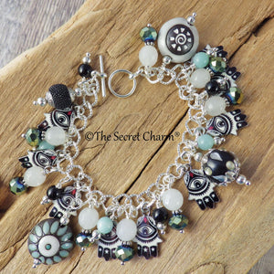 Evil Eye Charm Bracelet, Pagan Protection Jewellery, Loaded Crystal Gemstone Bracelet, Handmade Wiccan Gift Silver Plated, UK Shop