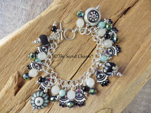 Evil Eye Charm Bracelet, Pagan Protection Jewellery, Loaded Crystal Gemstone Bracelet, Handmade Wiccan Gift Silver Plated, UK Shop