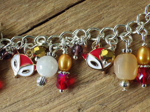 Spirit Fox Charm Bracelet, Handmade Loaded Gemstone Bracelet, One Of A Kind, Animal Jewellery Gift, Silver Plated Wiccan Jewellery, UK Shop