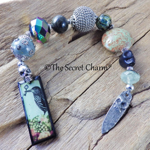 Goddess Morrigan Pagan Prayer Beads, Raven Crow Witch's Ladder 'The Guardian', Wiccan Rosary, Protection Mala Beads, Meditation Beads, UK
