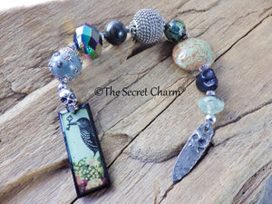 Goddess Morrigan Pagan Prayer Beads, Raven Crow Witch's Ladder 'The Guardian', Wiccan Rosary, Protection Mala Beads, Meditation Beads, UK