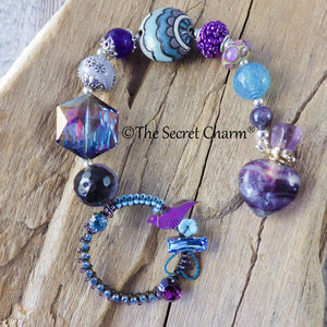 Pagan Prayer Beads, Handmade Wiccan Gemstone Rosary Talisman OOAK, Purple Amethyst Pocket Prayer Mala, Goddess Lilith Meditation Beads