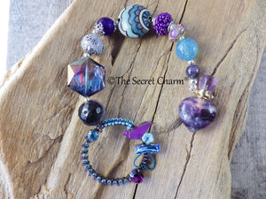 Pagan Prayer Beads, Handmade Wiccan Gemstone Rosary Talisman OOAK, Purple Amethyst Pocket Prayer Mala, Goddess Lilith Meditation Beads