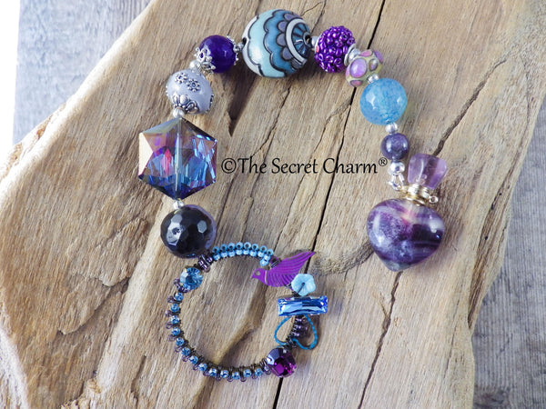 Pagan Prayer Beads, Handmade Wiccan Gemstone Rosary Talisman OOAK, Purple Amethyst Pocket Prayer Mala, Goddess Lilith Meditation Beads