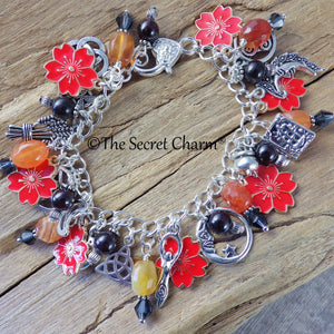 Cerridwen Pagan Charm Bracelet, Celtic Goddess Loaded Gemstone Bracelet, Spiritual Gift, Handmade Silver Plated Wiccan Jewellery UK Shop