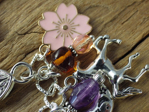 Rhiannon Charm Bracelet, Goddess Epona Loaded Gemstone Bracelet, Wicca Spiritual Gift, Handmade Silver Plated Wiccan Jewellery UK Shop