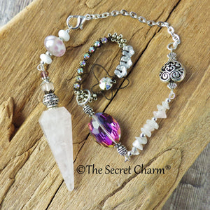 Divination Pendulum, Rose Quartz Scrying Pendant, One Of A Kind Handmade Pagan Dowsing Tool, Wiccan Witchcore Witchy Gift, UK Seller Shop