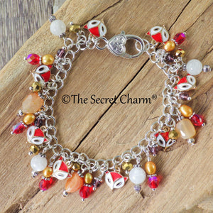 Spirit Fox Charm Bracelet, Handmade Loaded Gemstone Bracelet, One Of A Kind, Animal Jewellery Gift, Silver Plated Wiccan Jewellery, UK Shop