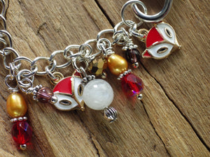 Spirit Fox Charm Bracelet, Handmade Loaded Gemstone Bracelet, One Of A Kind, Animal Jewellery Gift, Silver Plated Wiccan Jewellery, UK Shop