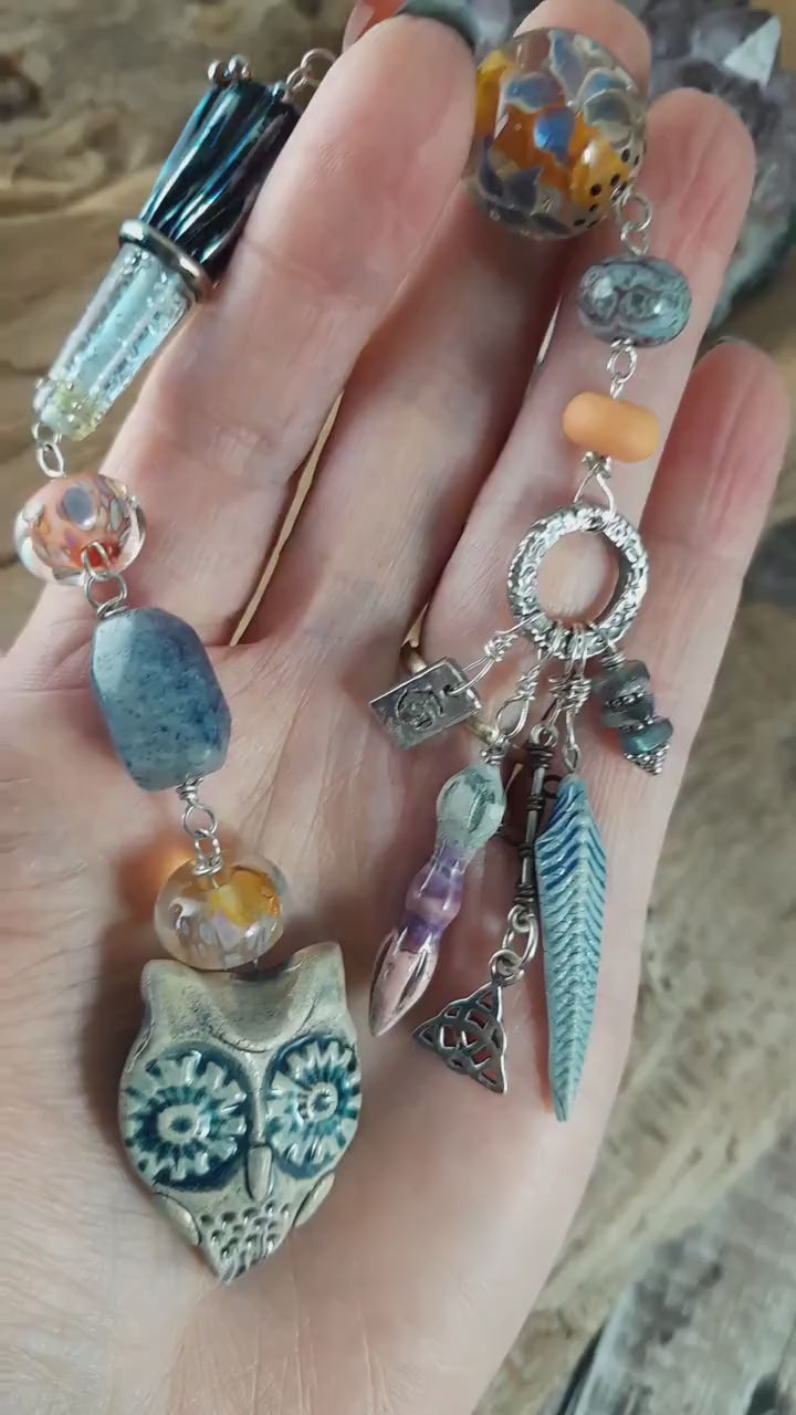 Owl Goddess Minerva Athena, Sterling Silver Pagan Prayer Beads
