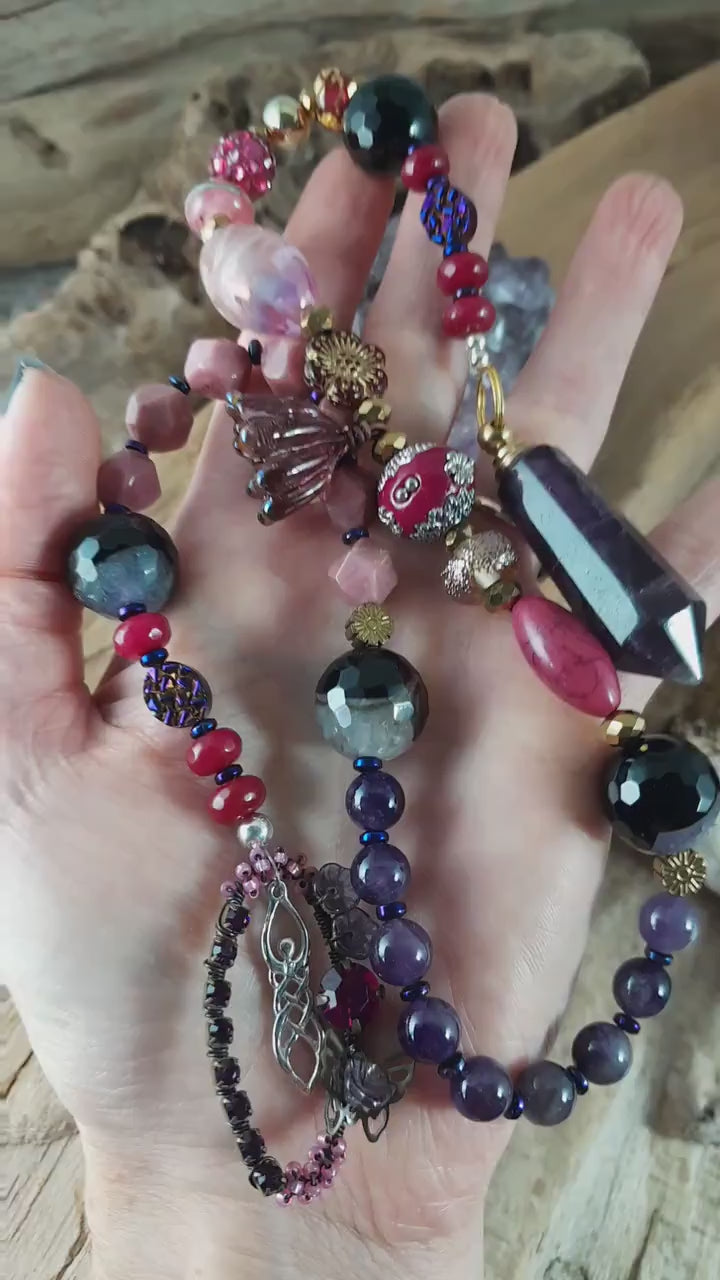 Goddess Lilith Sterling Silver & Ruby Prayer Beads
