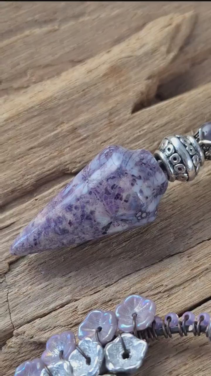 Handmade Scrying Pendulum, Witches Dowsing Tool Jasper Gemstone Divination Pendant, One Of A Kind Pagan Wiccan Gift Witchcore Witchy UK Shop