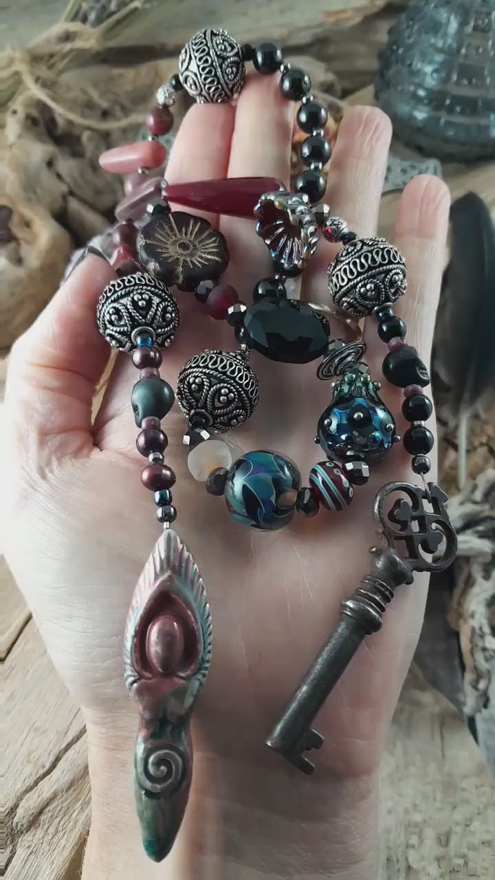 Goddess Hekate Ruby Wiccan Rosary