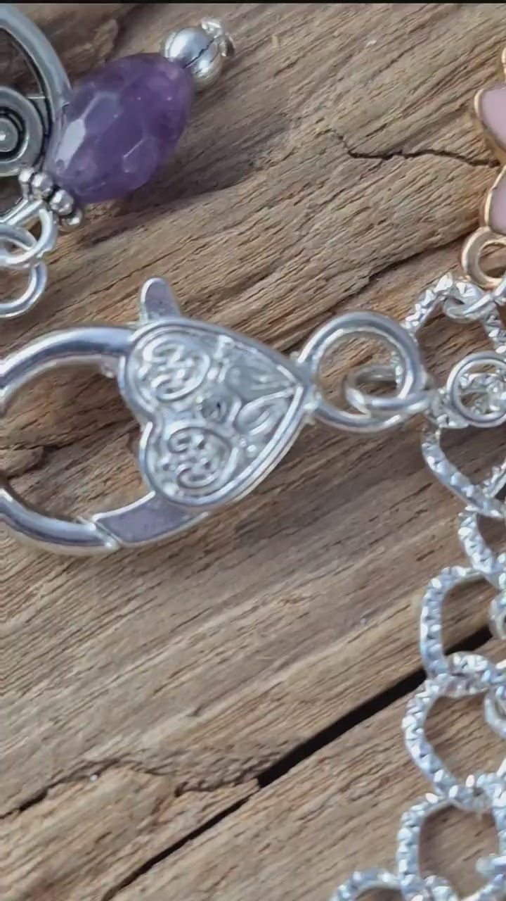 Rhiannon Charm Bracelet, Goddess Epona Loaded Gemstone Bracelet, Wicca Spiritual Gift, Handmade Silver Plated Wiccan Jewellery UK Shop