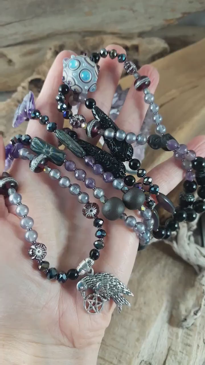 Echoes Of Morrigan Celtic Paidirean  Rosary Necklace