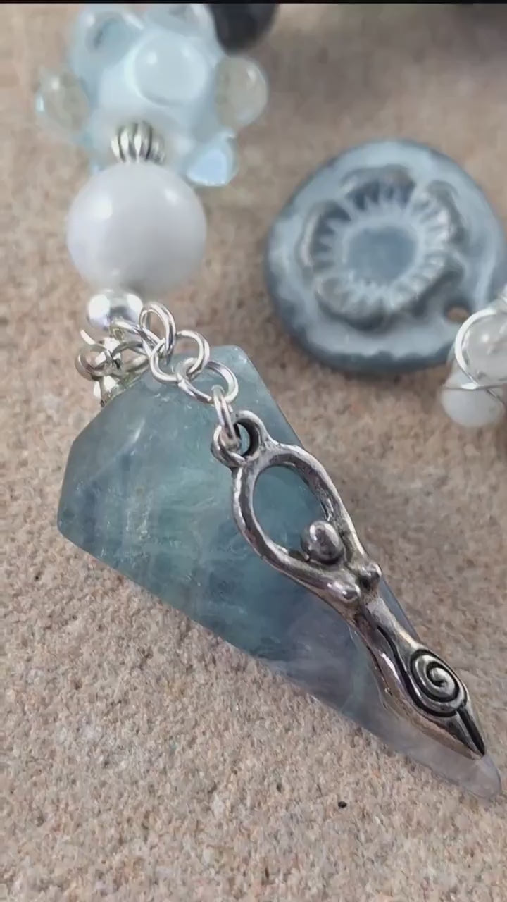 Goddess Aine Pocket Pagan Prayer Beads, Handmade Wiccan Rosary, Moonstone Prayer Mala, Meditation Beads, Worry Beads, Spiritual Gift