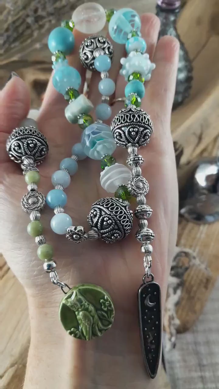 Celtic Owl Goddess Minerva / Blodeuwedd Meditation Beads