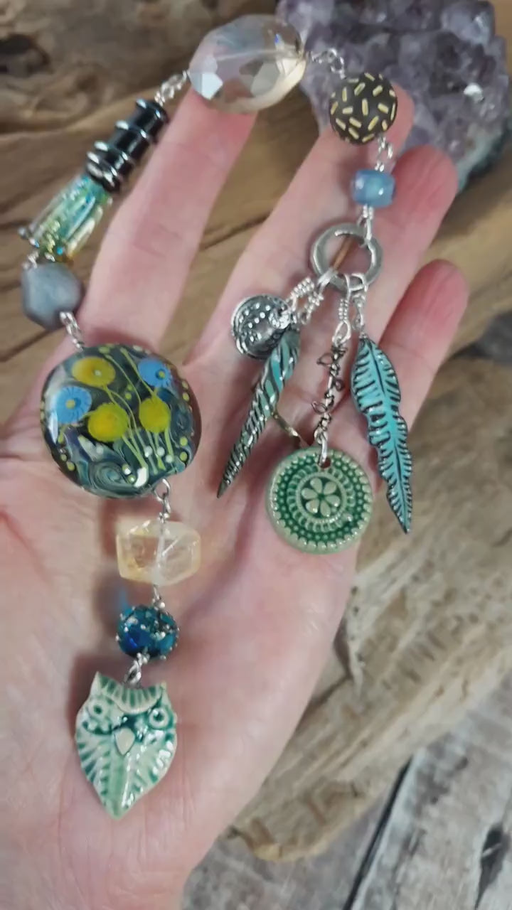 Sterling Silver Owl Goddess Minerva Meditation Beads