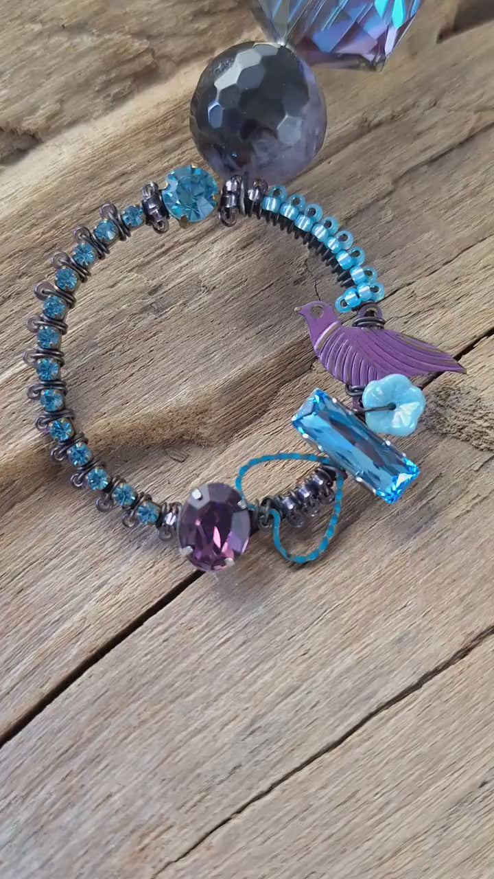 Pagan Prayer Beads, Handmade Wiccan Gemstone Rosary Talisman OOAK, Purple Amethyst Pocket Prayer Mala, Goddess Lilith Meditation Beads