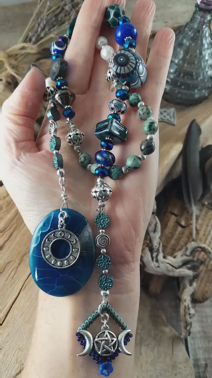 Triple Moon Goddess Wiccan Prayer Beads