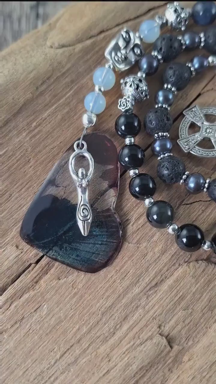 Freya Pagan Prayer Beads, Norse Goddess Rosary Talisman, Meditation Beads, Witches Ladder, Wiccan Prayer Mala, Devotional Beads, Pagan Gift