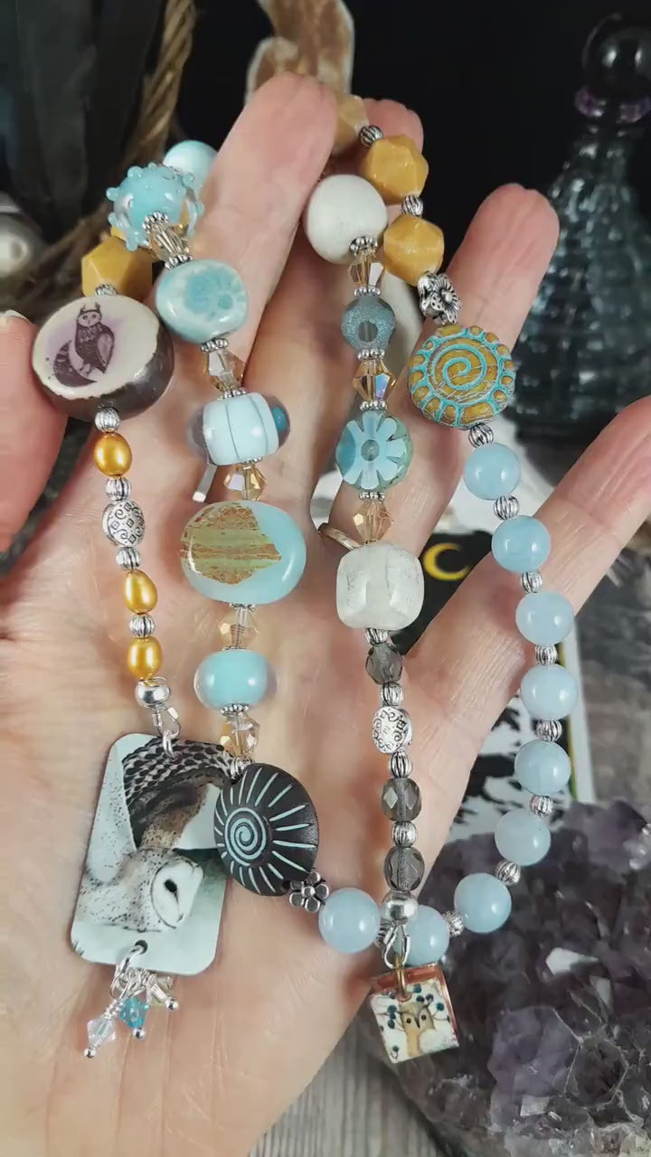 Owl Goddess Athena / Minerva Pagan Prayer Beads