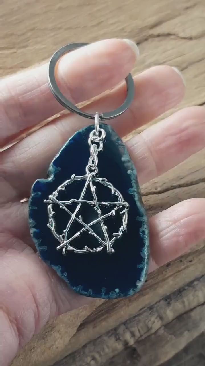 Blue Agate Keyring Keychain, Bag Charm