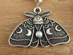 Moon Phase Luna Moth Pocket Prayer Beads