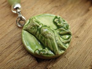 Celtic Owl Goddess Minerva / Blodeuwedd Meditation Beads OOAK